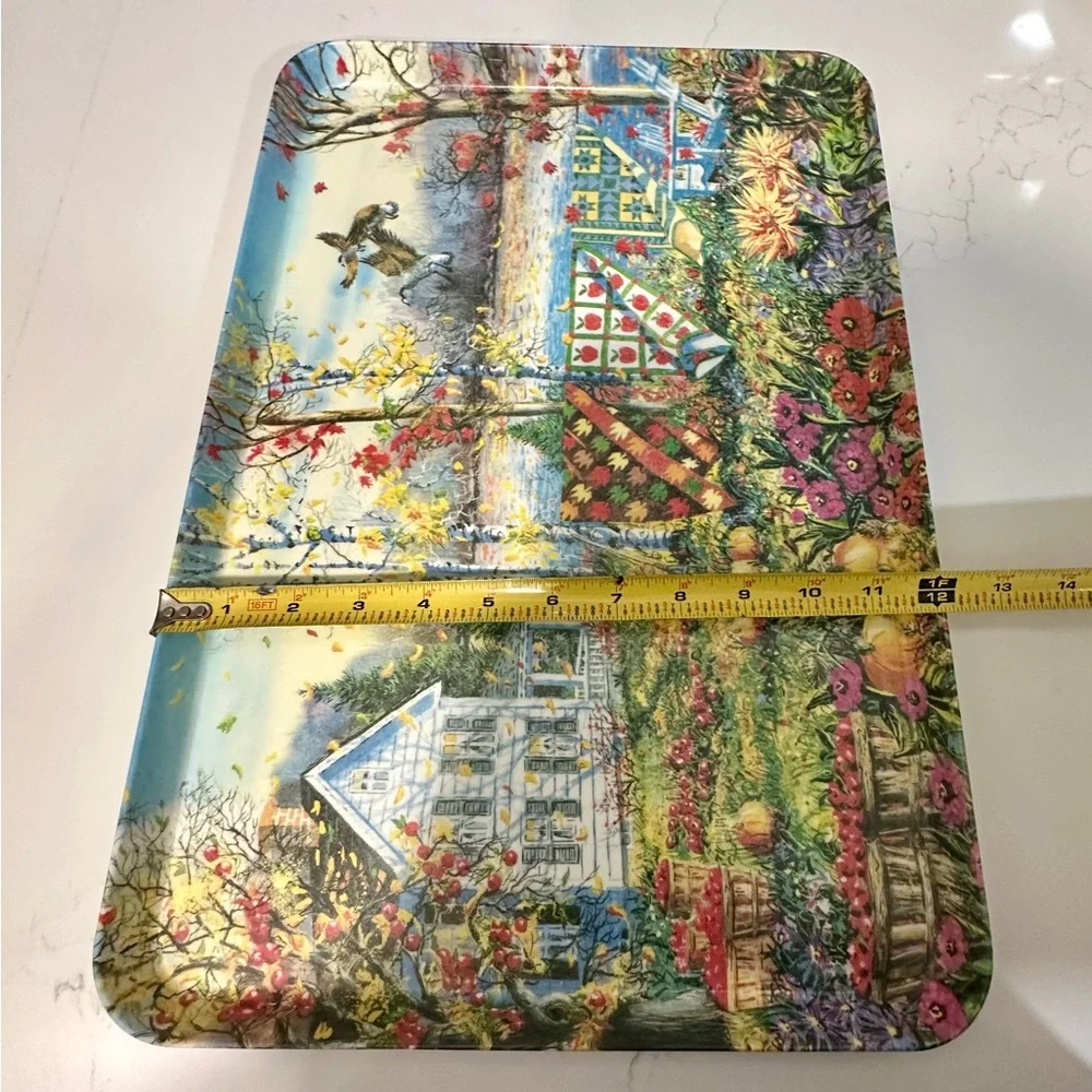 Vintage Rectangular Tray With Diane Phalen Watercolors Design 17.5”x12”